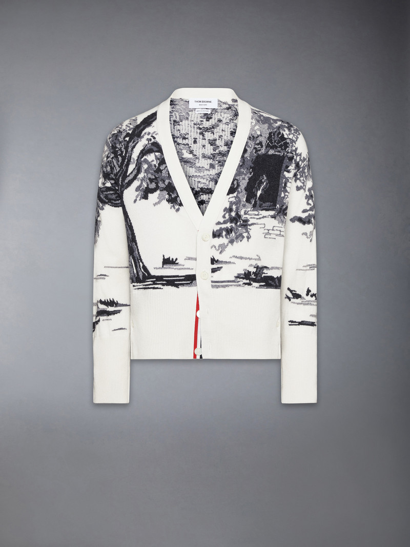 CASHMERE JERSEY INTARSIA HECTOR TOILE CARDIGAN 1