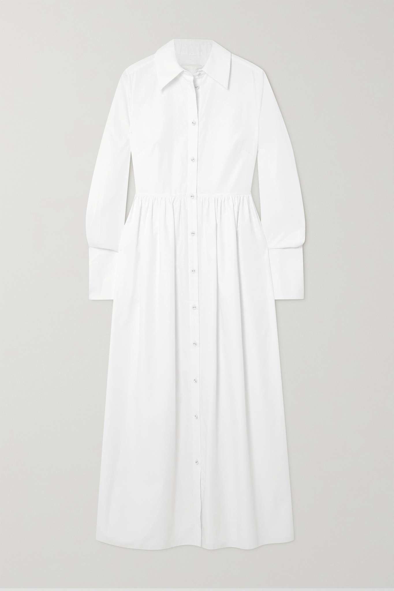 The Audley pleated cotton-jacquard shirt dress - 1