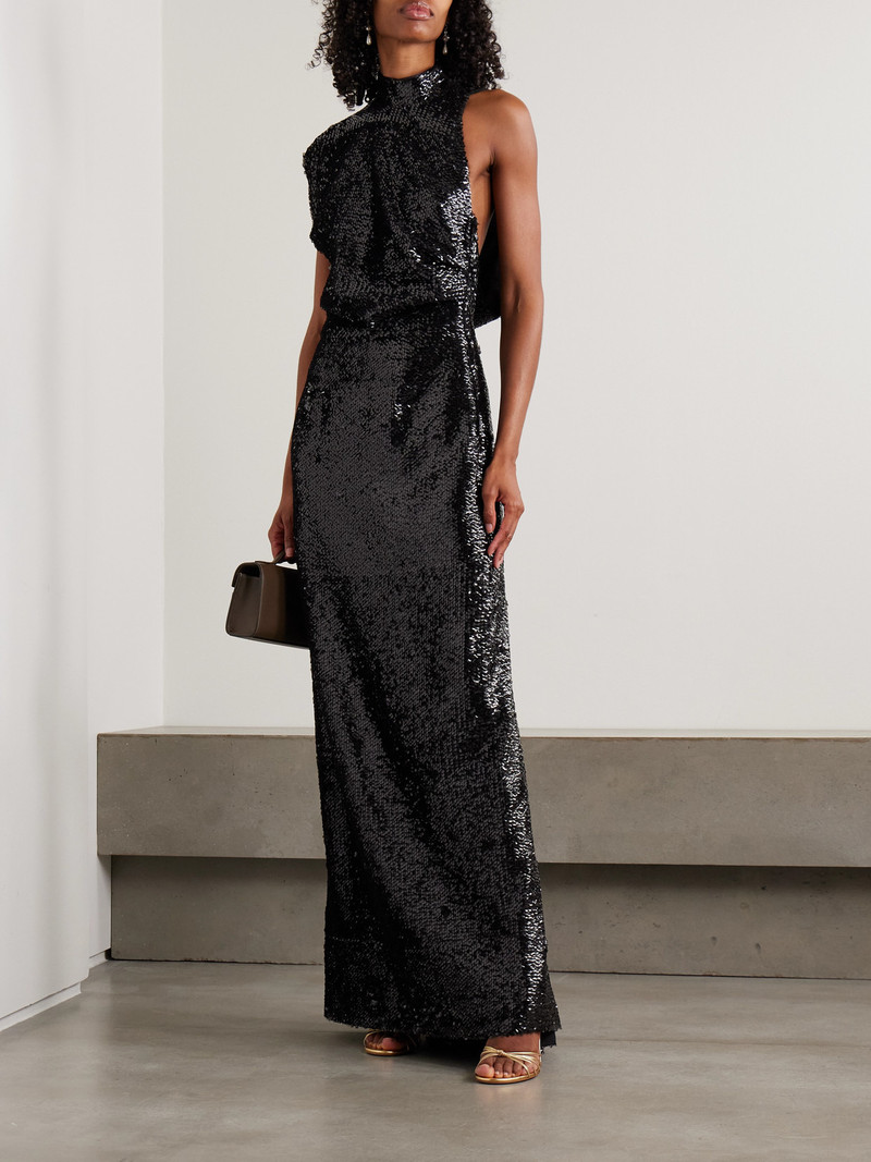 EMILIA WICKSTEAD Conlan Draped Asymmetric Sequined Crepe Gown outlook