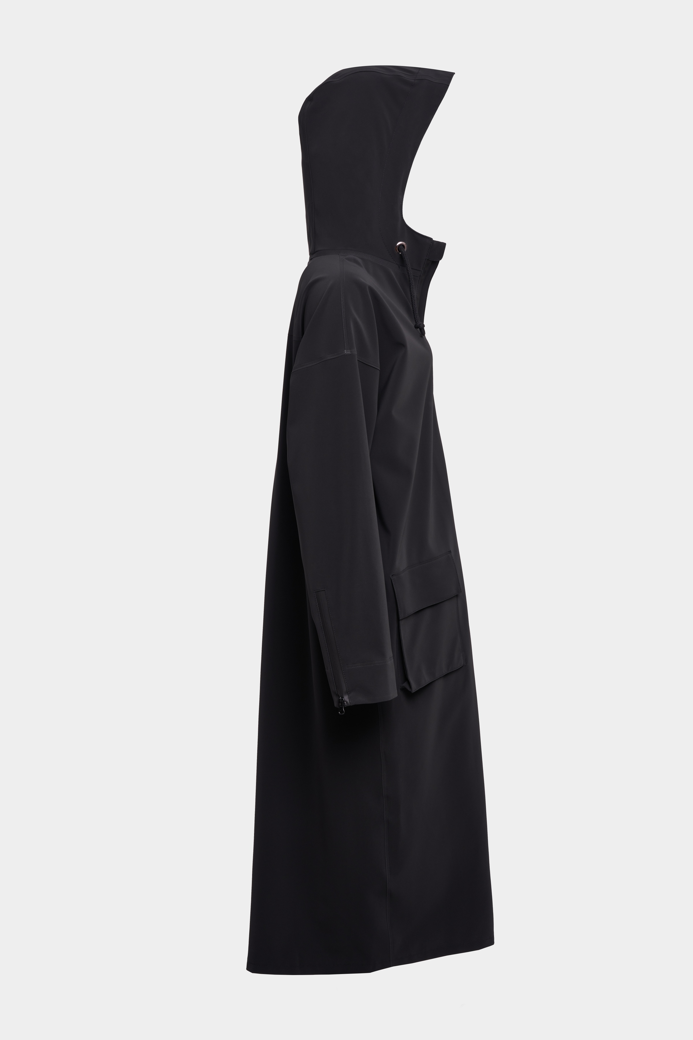 Sandviken Long Matte Zip Raincoat Black - 5