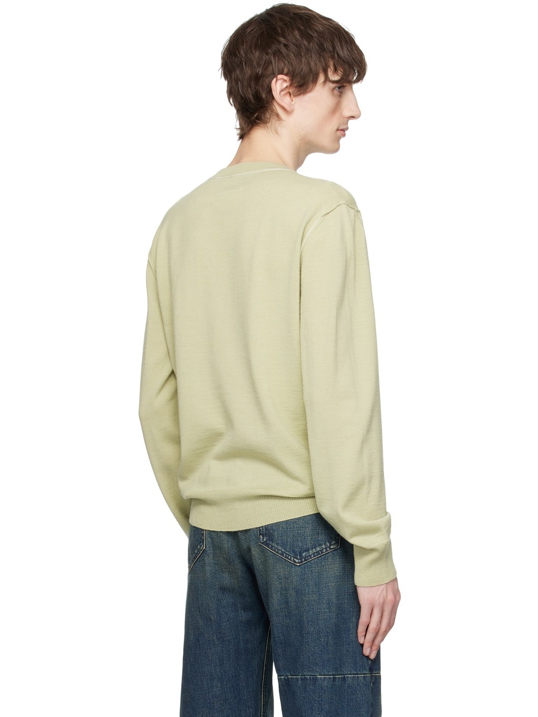 Green Inverted Seams  Sweater - 3