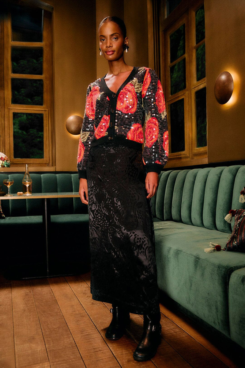 Black Midnight Leopards Jacquard Maxi Skirt 1