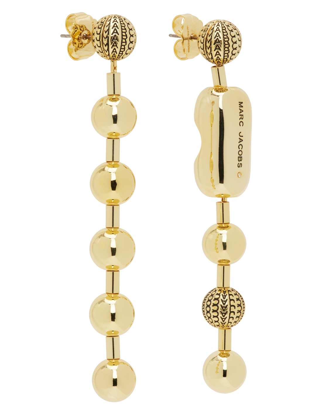 Gold 'The Monogram Ball Chain' Earrings - 2