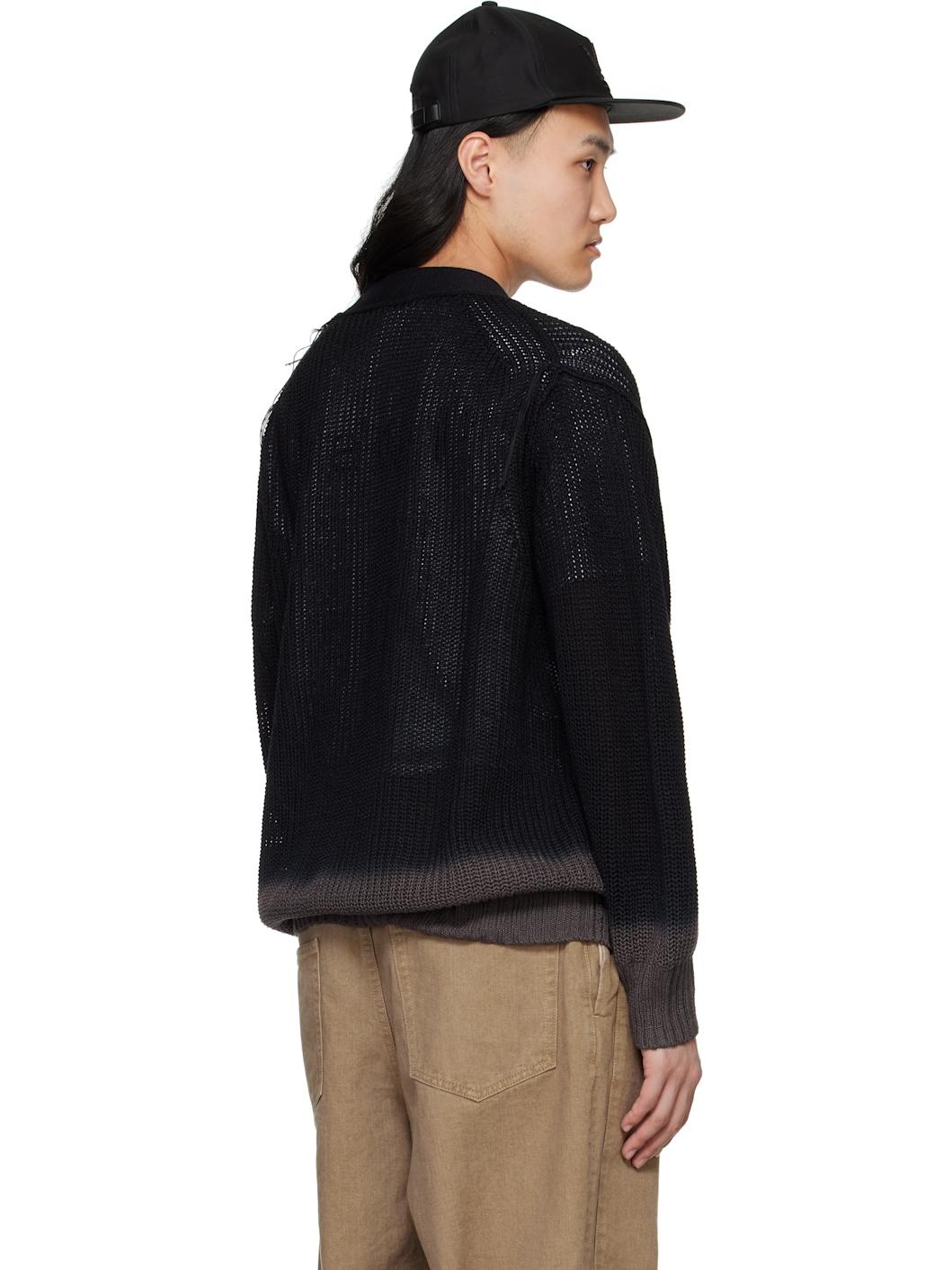 Black Garment Dye Knit Cardigan - 3