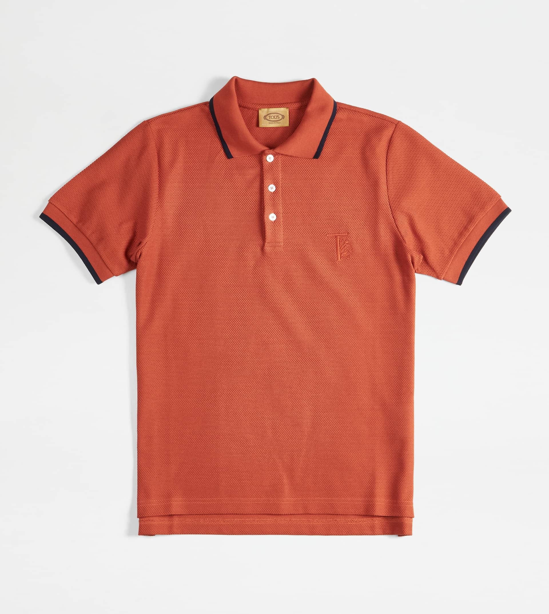 POLO SHIRT IN JACQUARD COTTON - ORANGE - 1