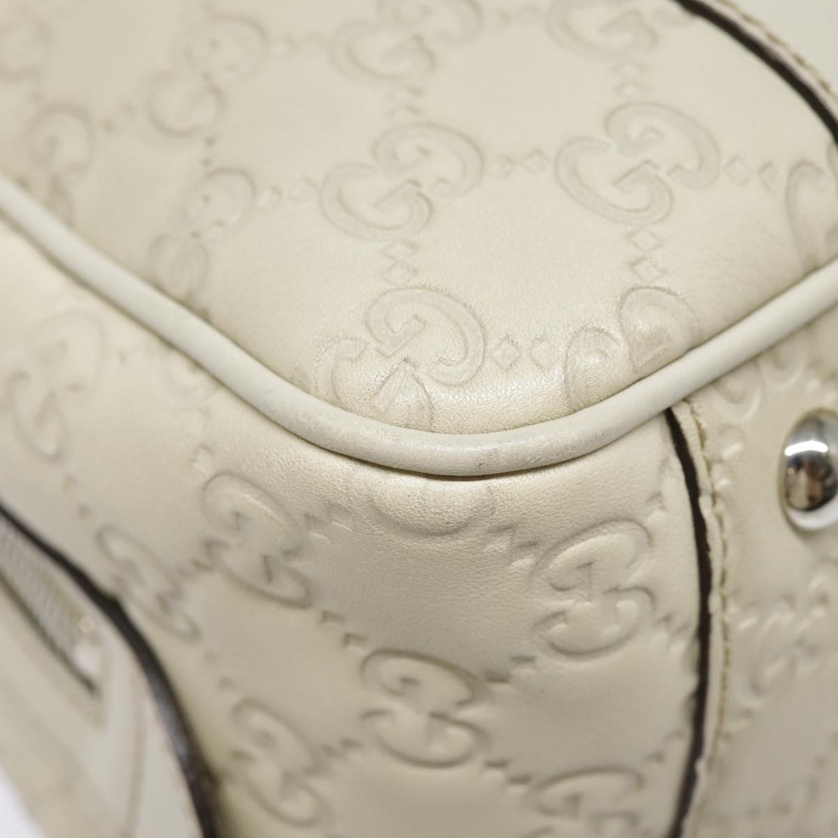 GUCCI Guccissima GG Twins Hand Bag Leather White - 10