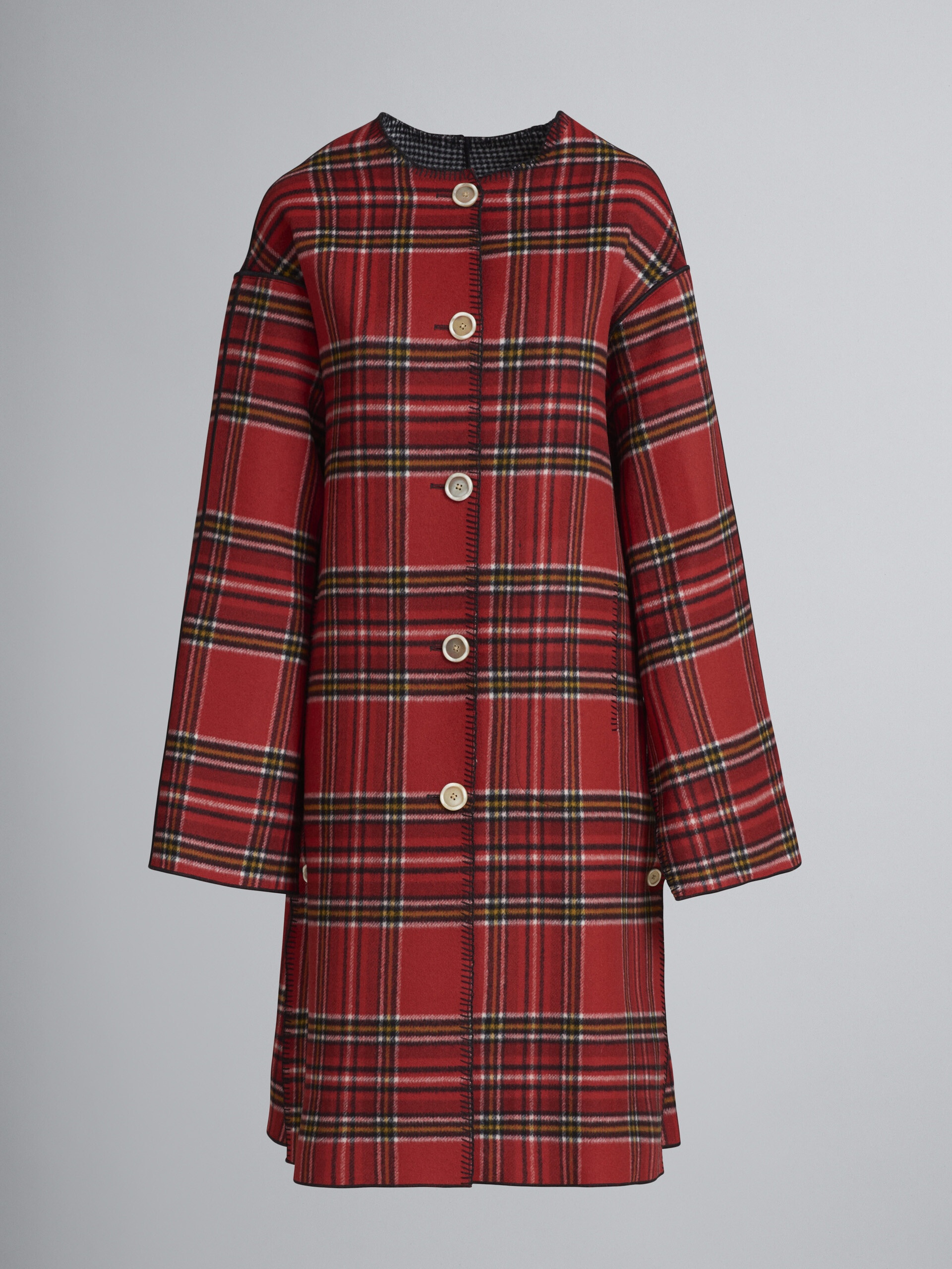 DOUBLE FACE MELTON WOOL COAT WITH CONTRAST INSIDE - 1