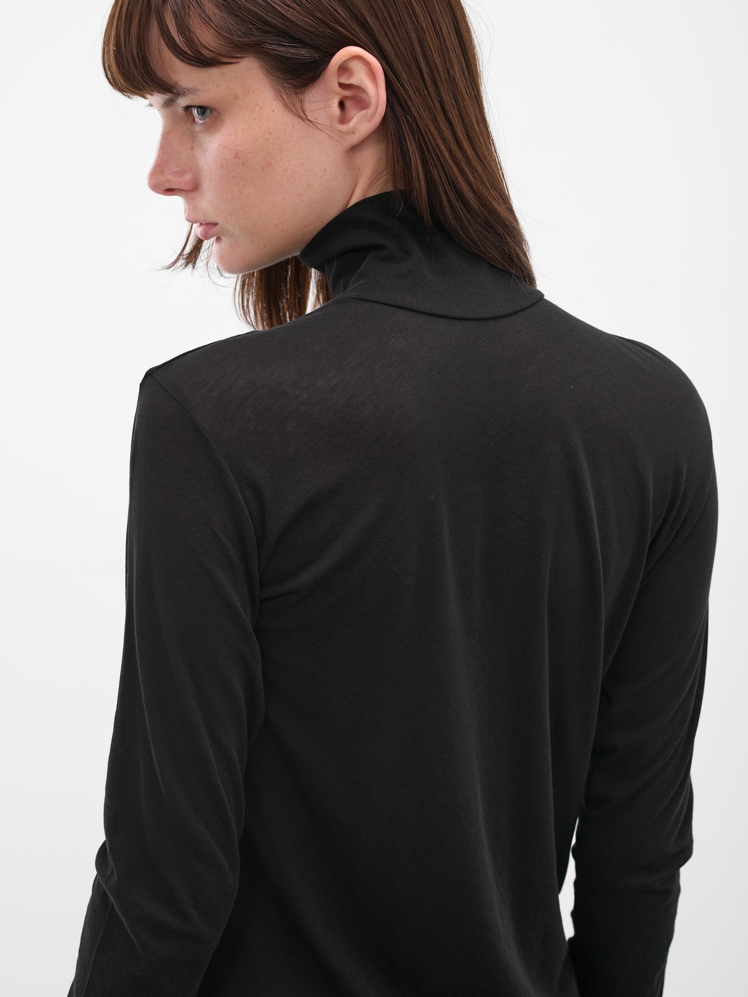 Black Cotton Jersey Turtleneck - 5