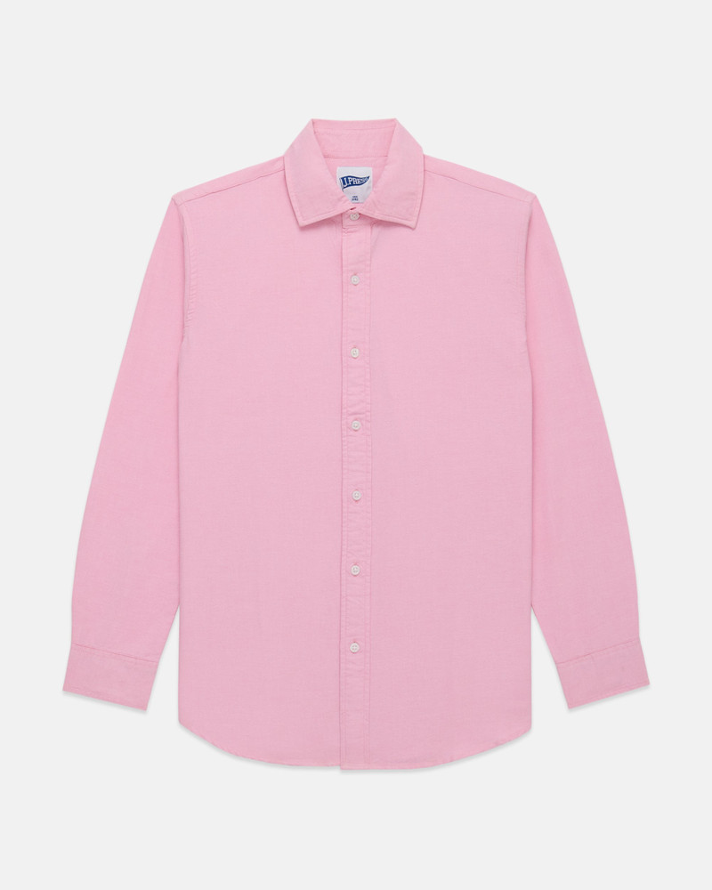 J. PRESS PINK ENZYME-WASHED OXFORD SPREAD COLLAR SHIRT - TRIM FIT outlook