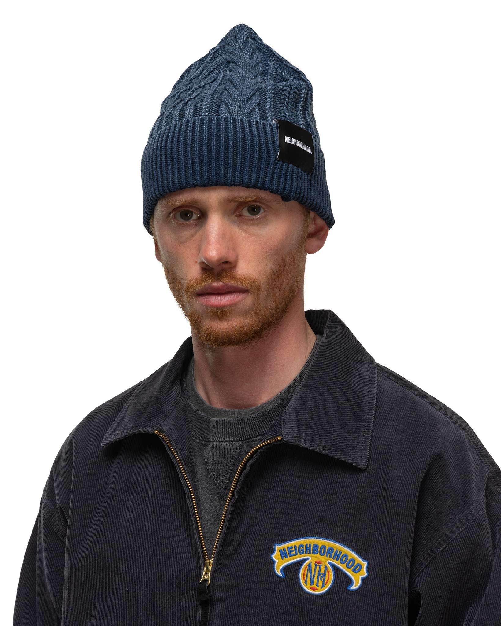 NEIGHBORHOOD Washed Cable Beanie Navy | havenshop | REVERSIBLE