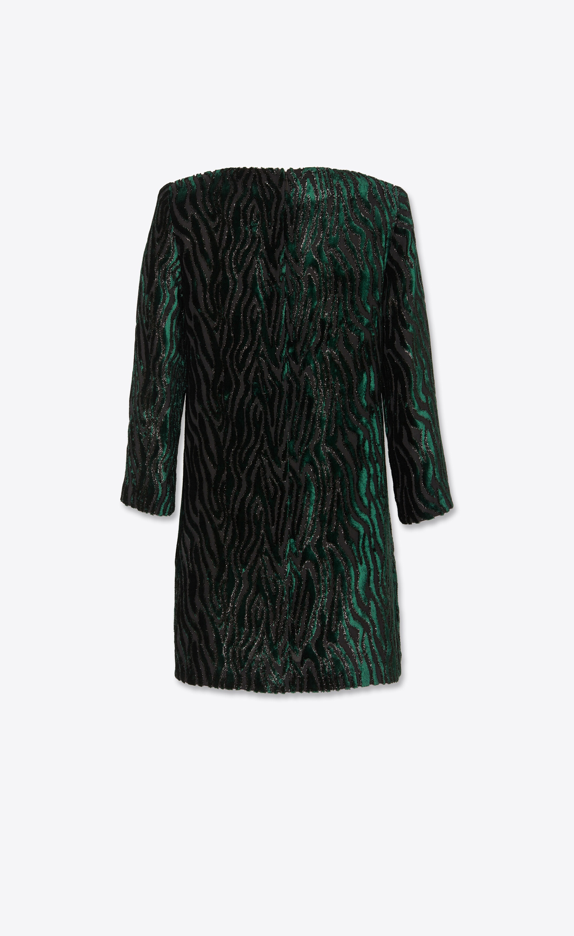 tiger-stripe dress in lamé velvet jacquard - 2