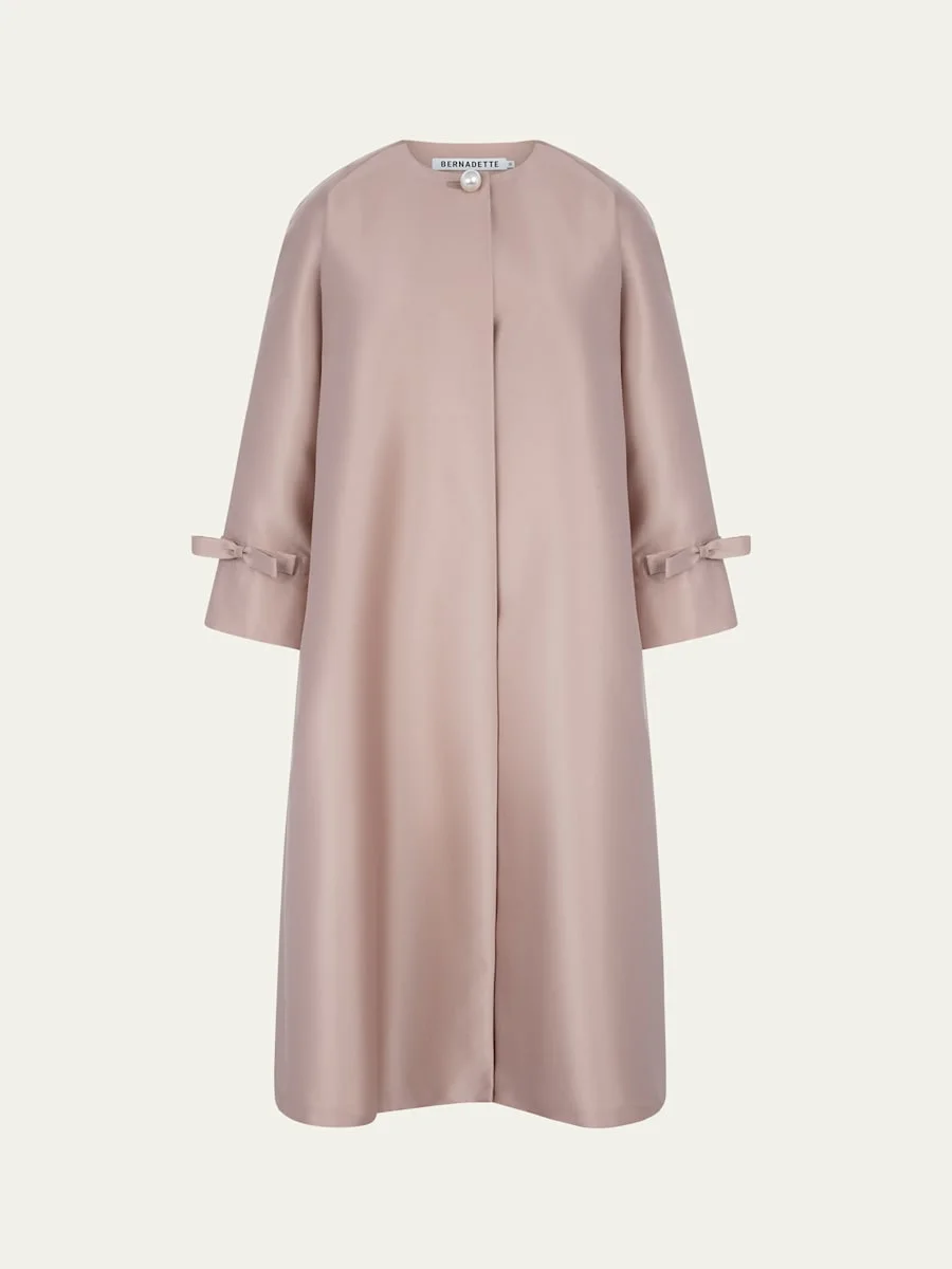 David Bow-Sleeve Silk Mikado Top Coat - 1