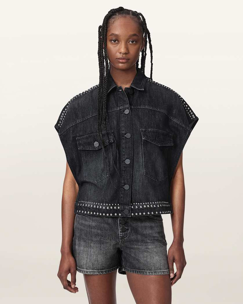 ALLSAINTS ALBA SLEEVELESS DENIM SHIRT outlook