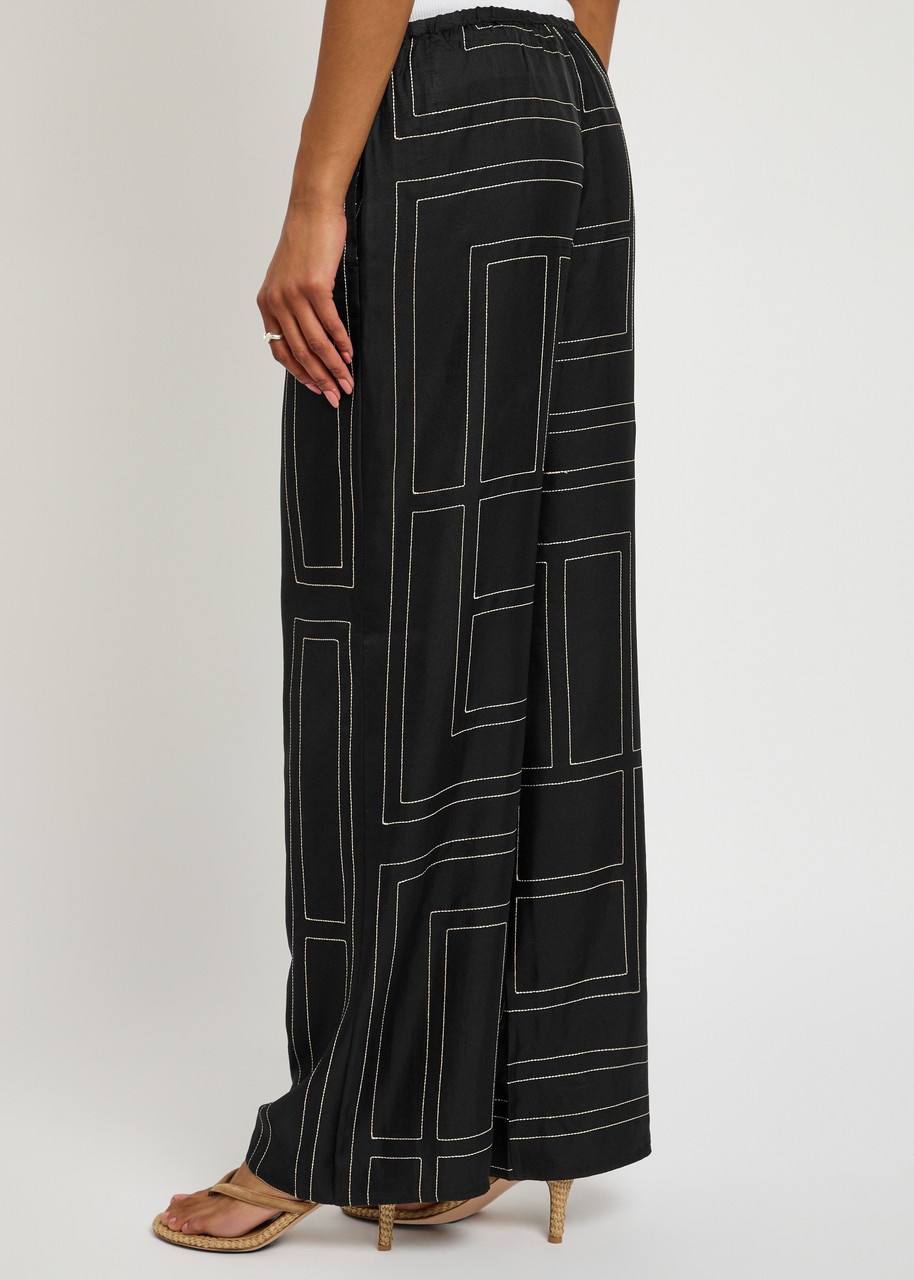 Toteme Logo-embroidered Silk-satin Trousers - 3