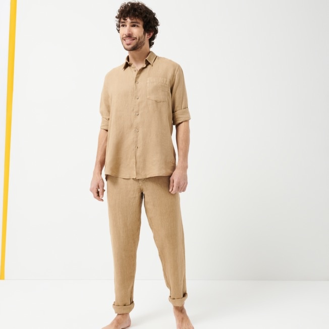 Men Linen Shirt Natural Dye - 8
