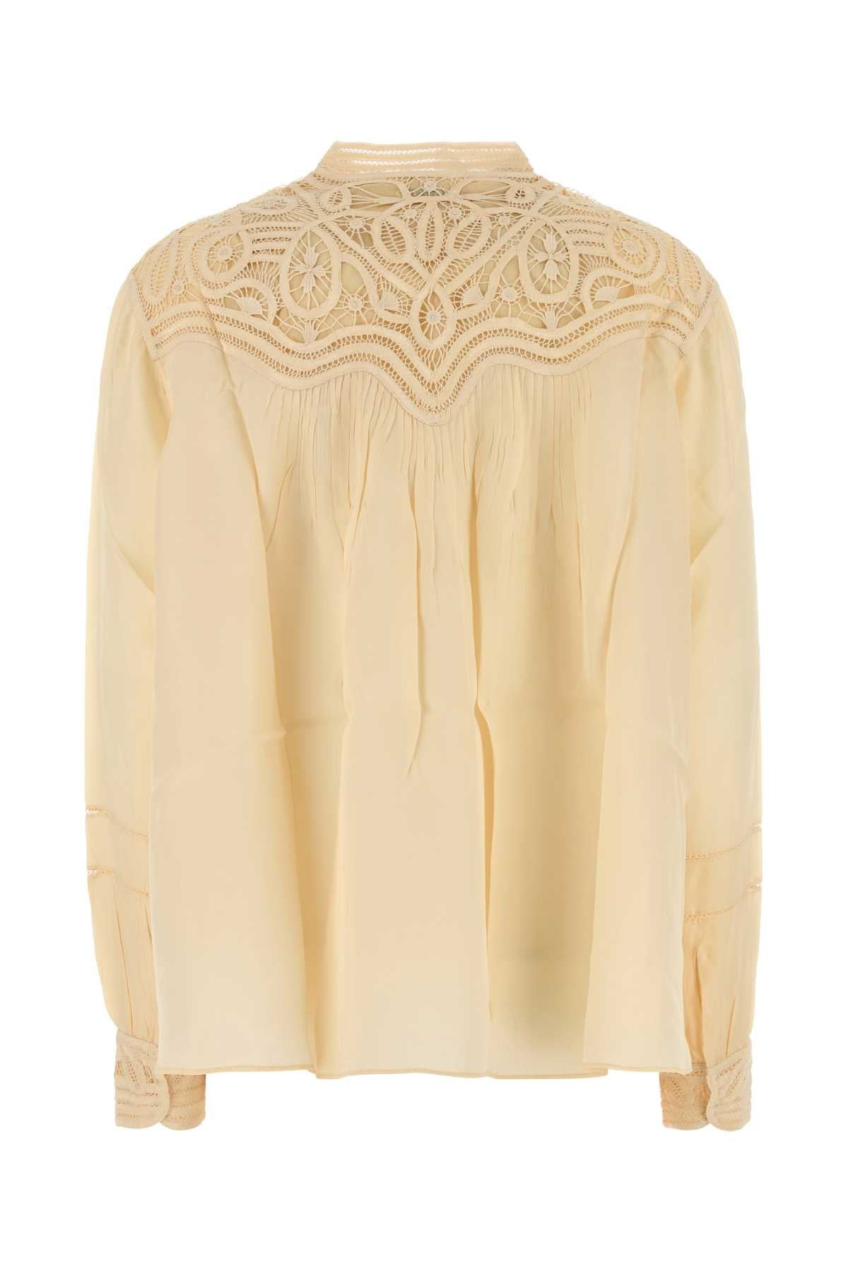 Bode Women Cream Satin Threadwork Blouse - 2