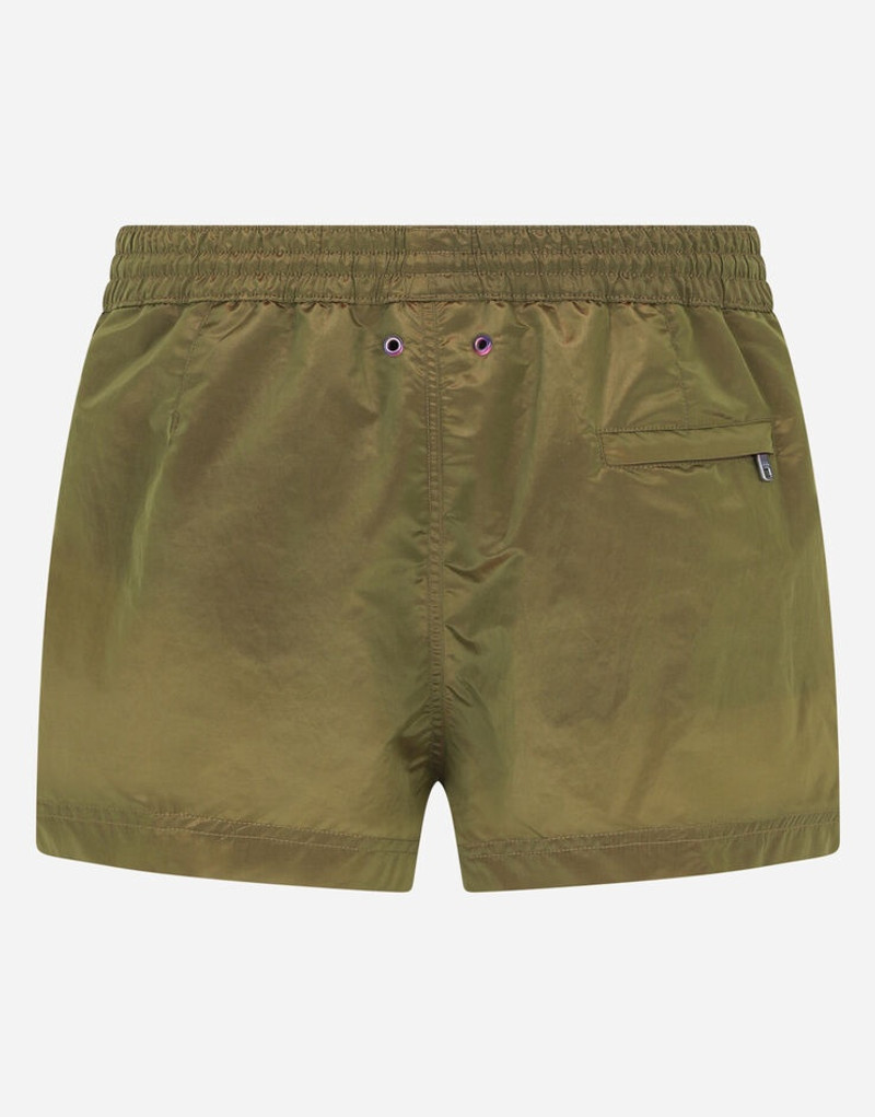 Short iridescent fabric swim trunks with DG logo 3