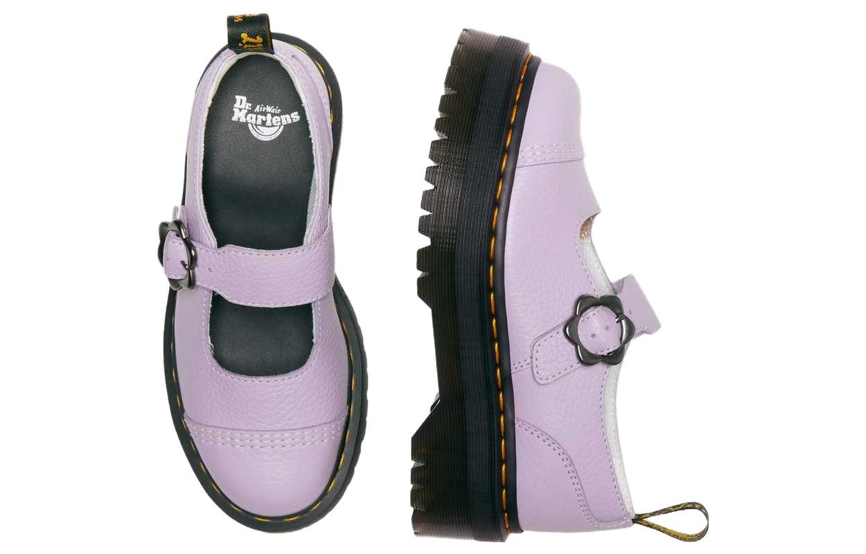 (WMNS) Dr. Martens Addina Flower Buckle Leather Platform Shoes 'Lilac' 30805308 - 5