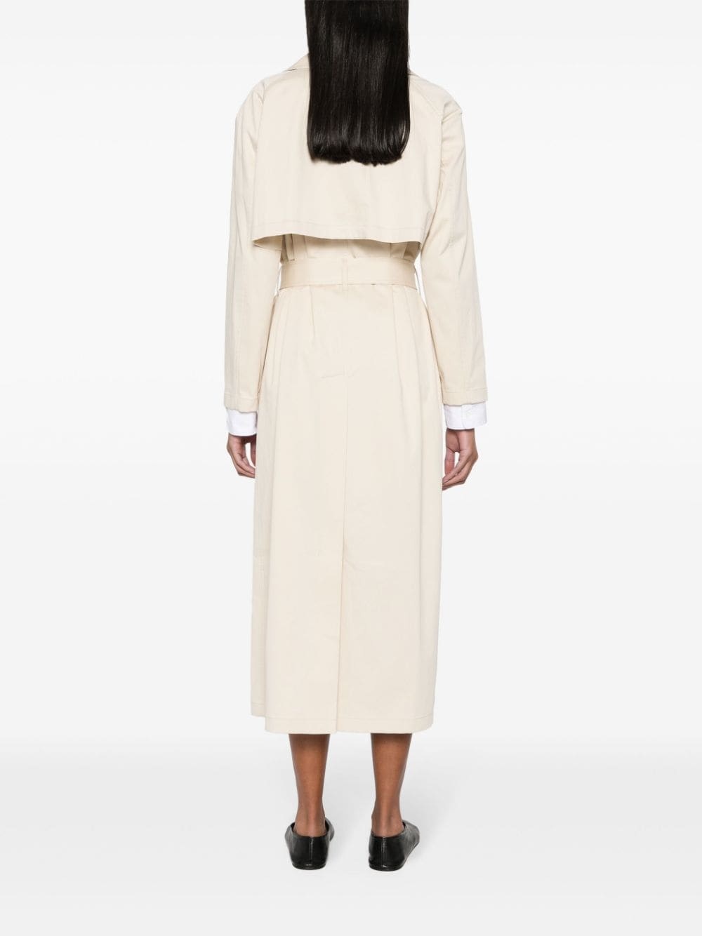 twill belted maxi trench coat - 4
