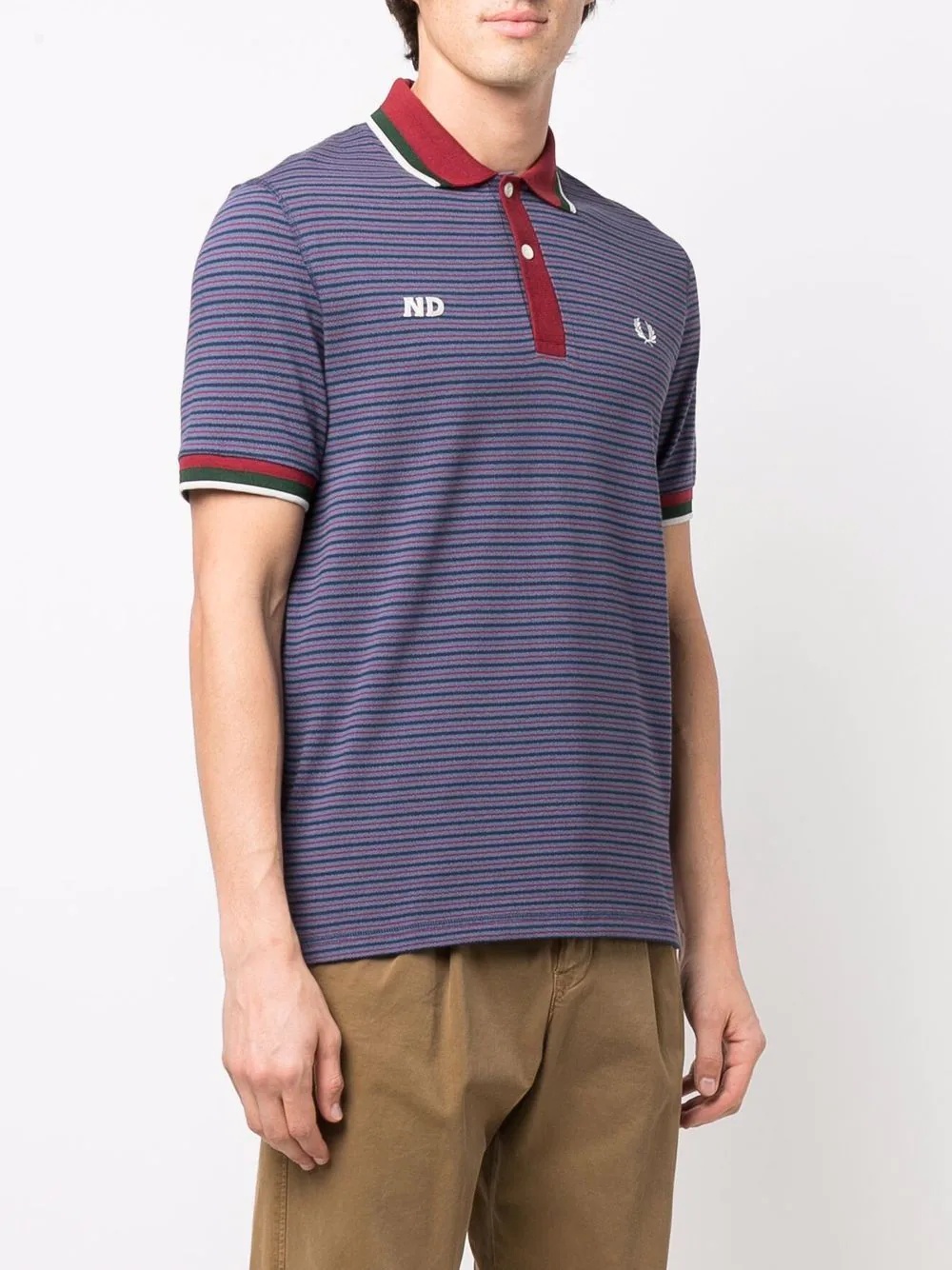 logo-embroidered striped polo shirt - 3