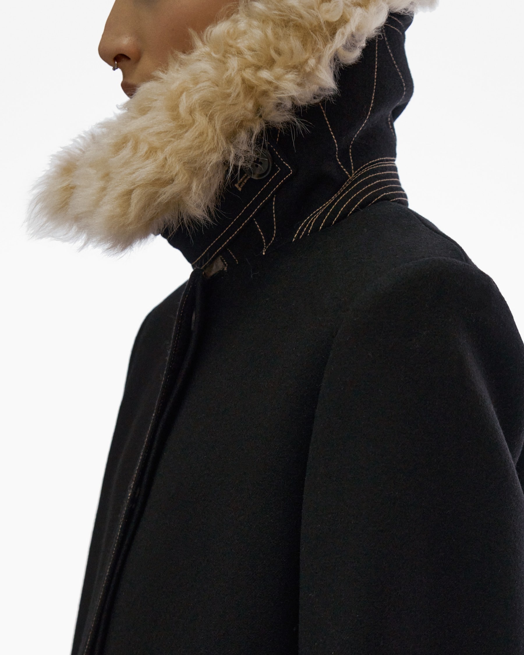 SHEARLING COLLAR COAT - 6