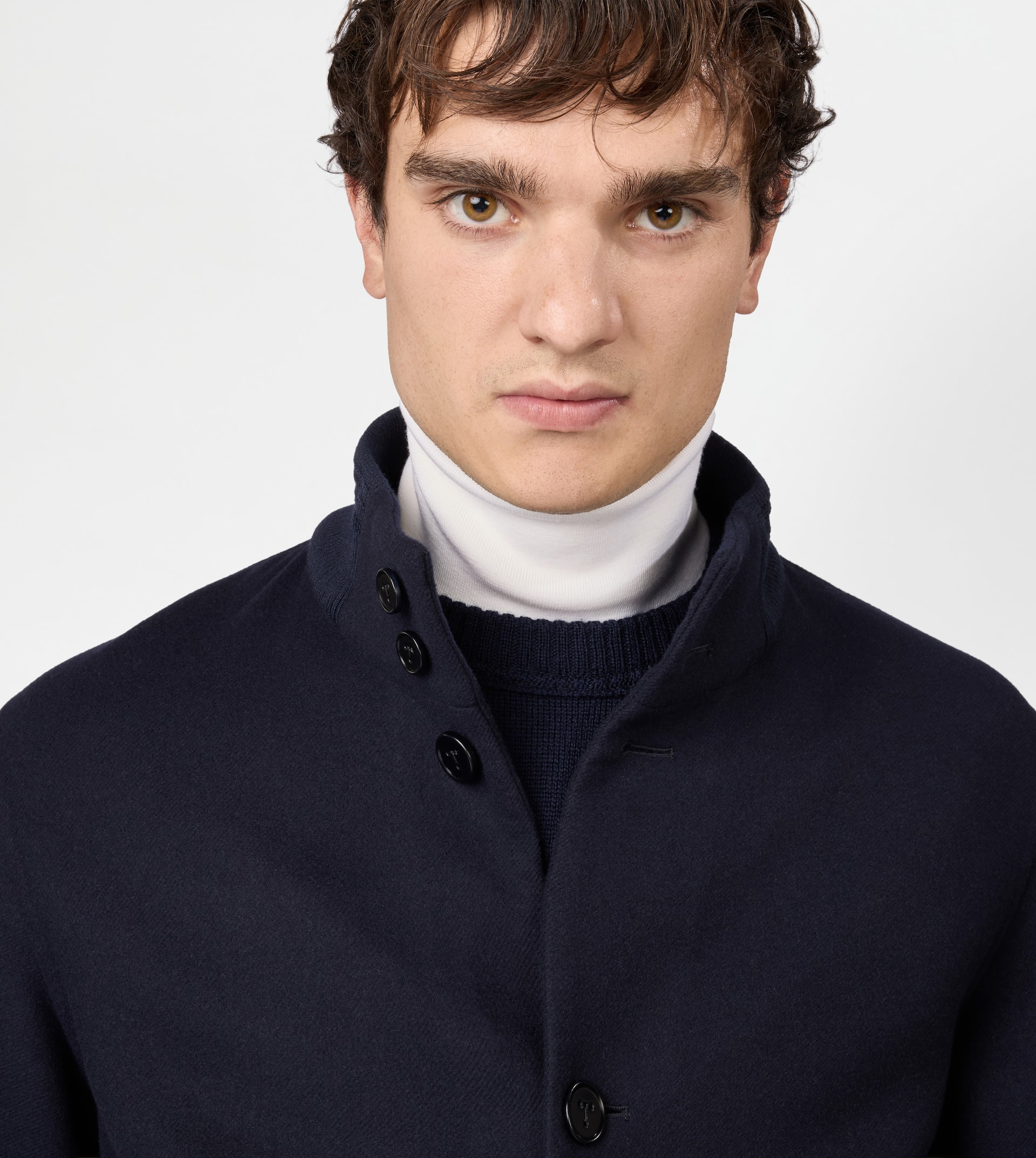 BOMBER JACKET IN WOOL DOUBLE FABRIC - BLUE - 5