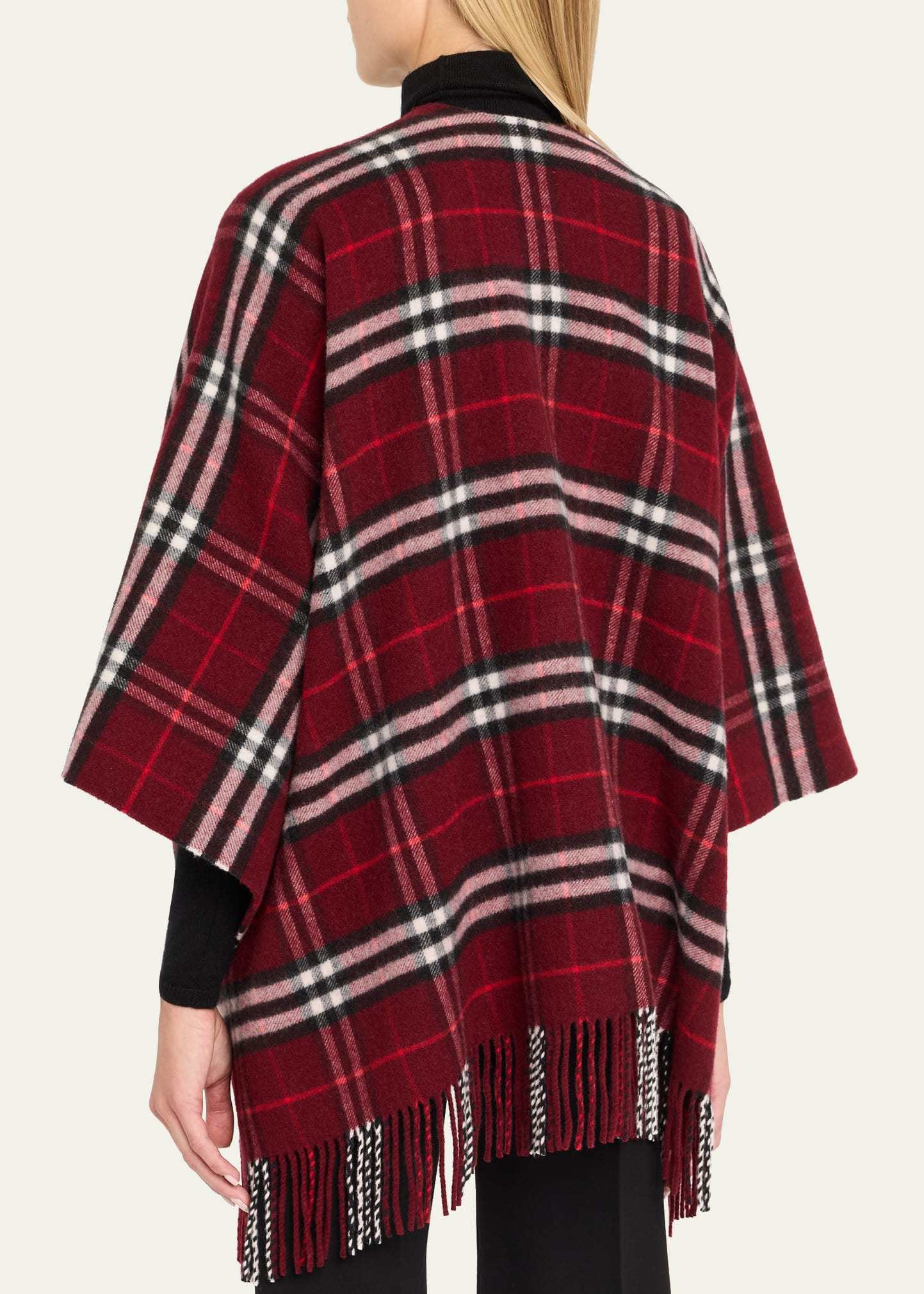Charlotte Check Wool Cashmere Cape - 3