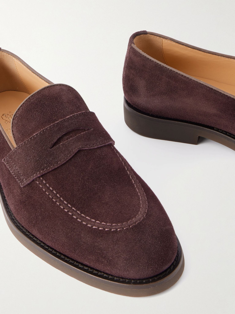 Waxed-Suede Penny Loafers Burgundy 5