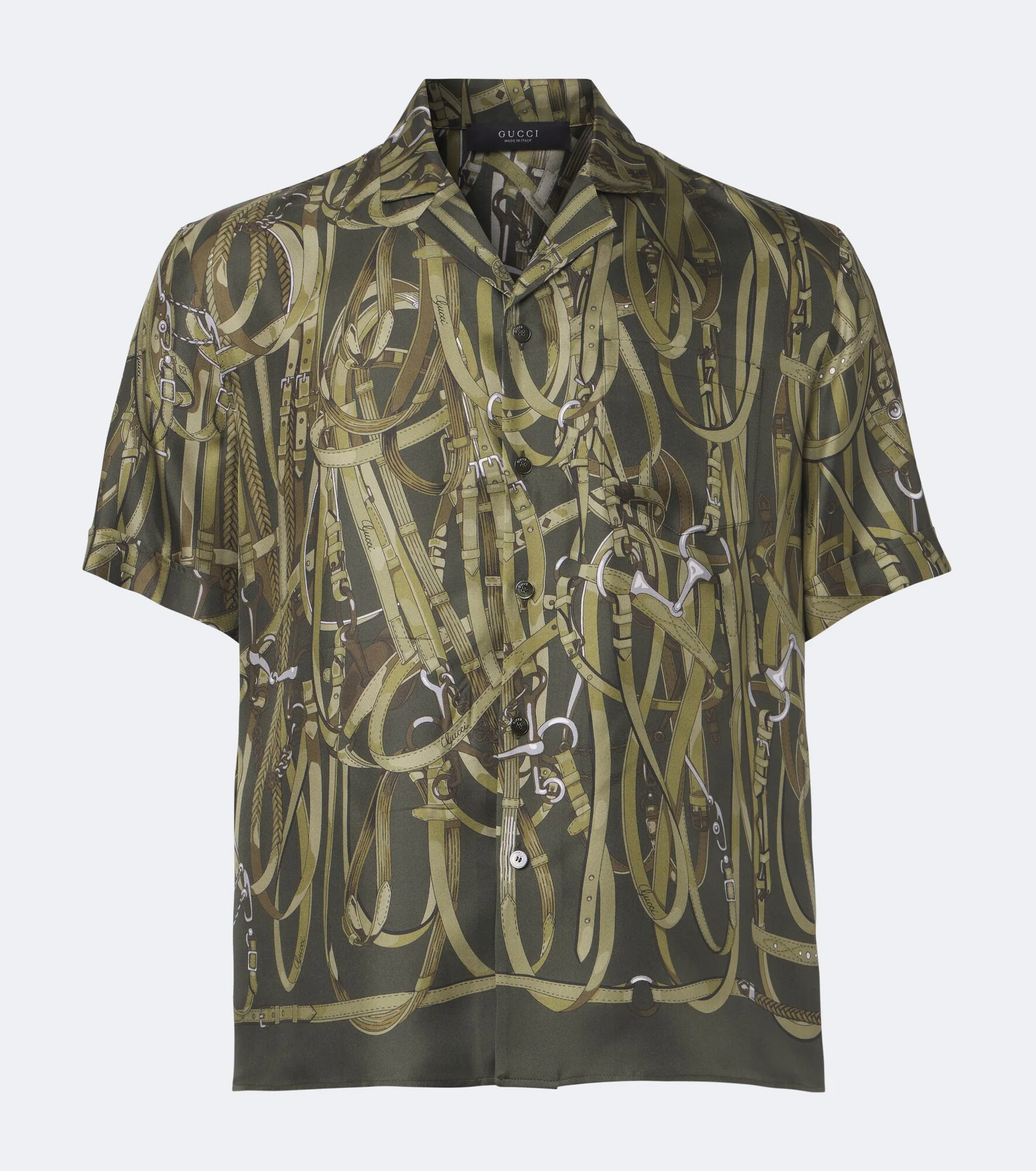 Printed silk twill bowling shirt - 1