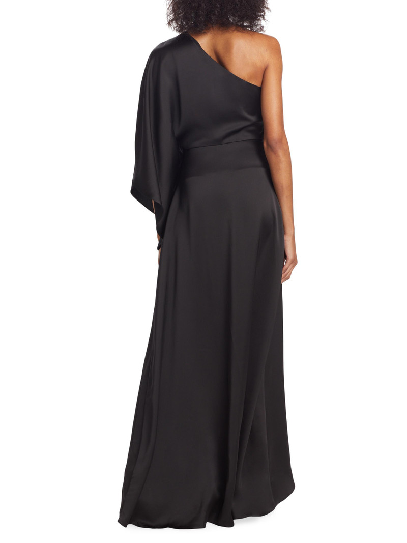 Women's Simone Knot-Front Satin Gown - Black 5