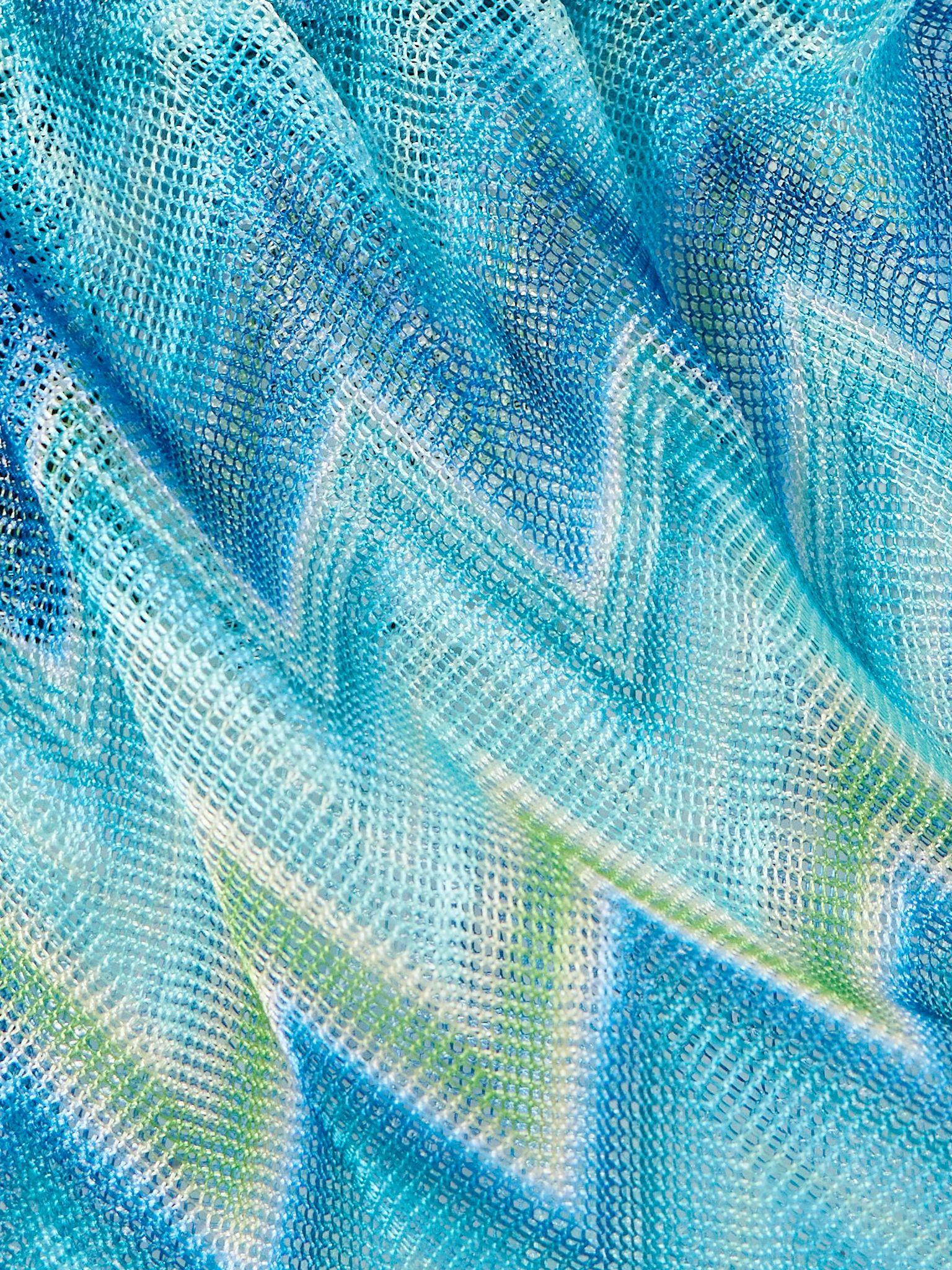 Open-back printed stretch-tulle halterneck playsuit Turquoise - 4