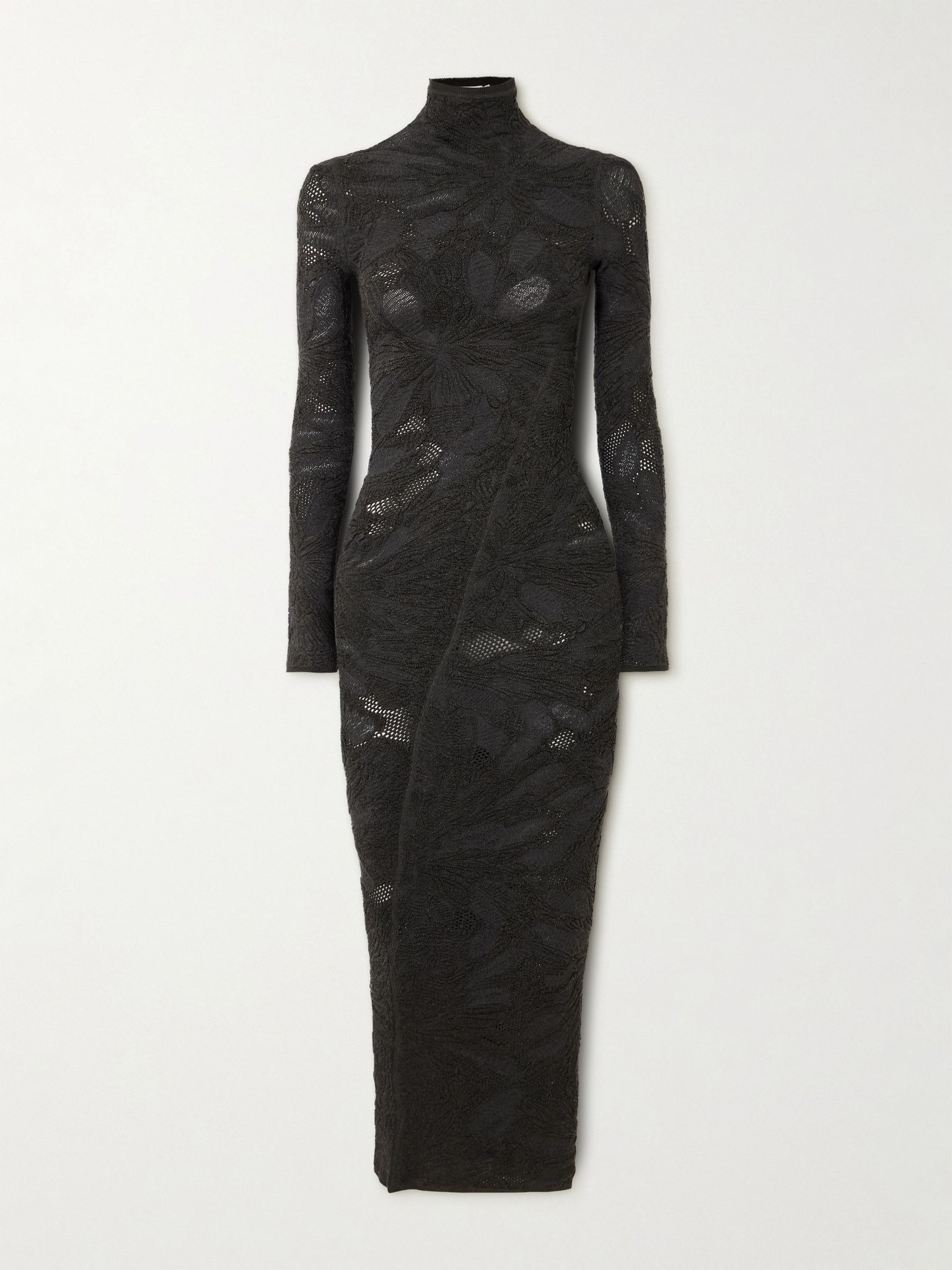 Silk-blend jacquard-knit midi dress Dark gray - 1