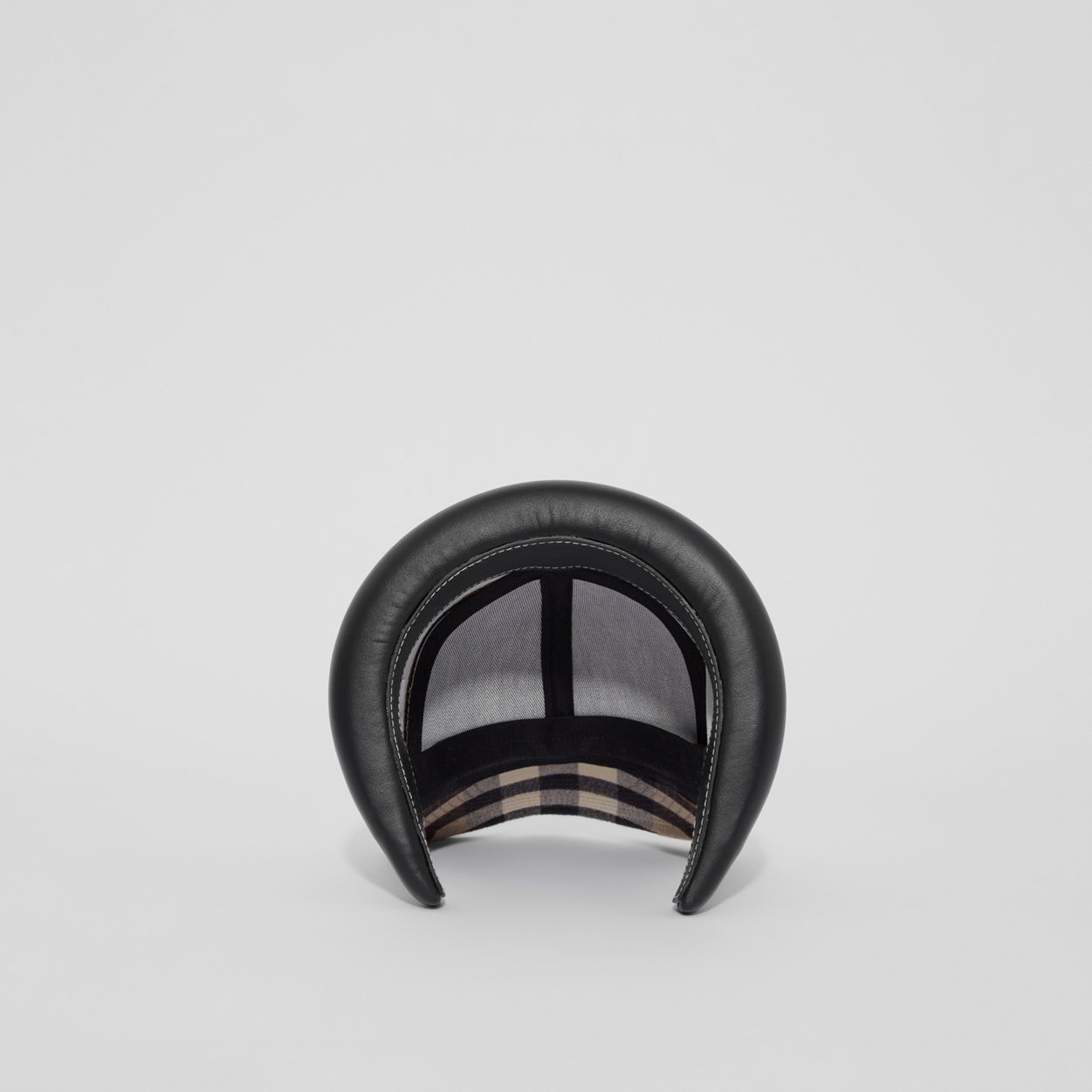 Leather Hairband Check Reconstructed Cap - 3