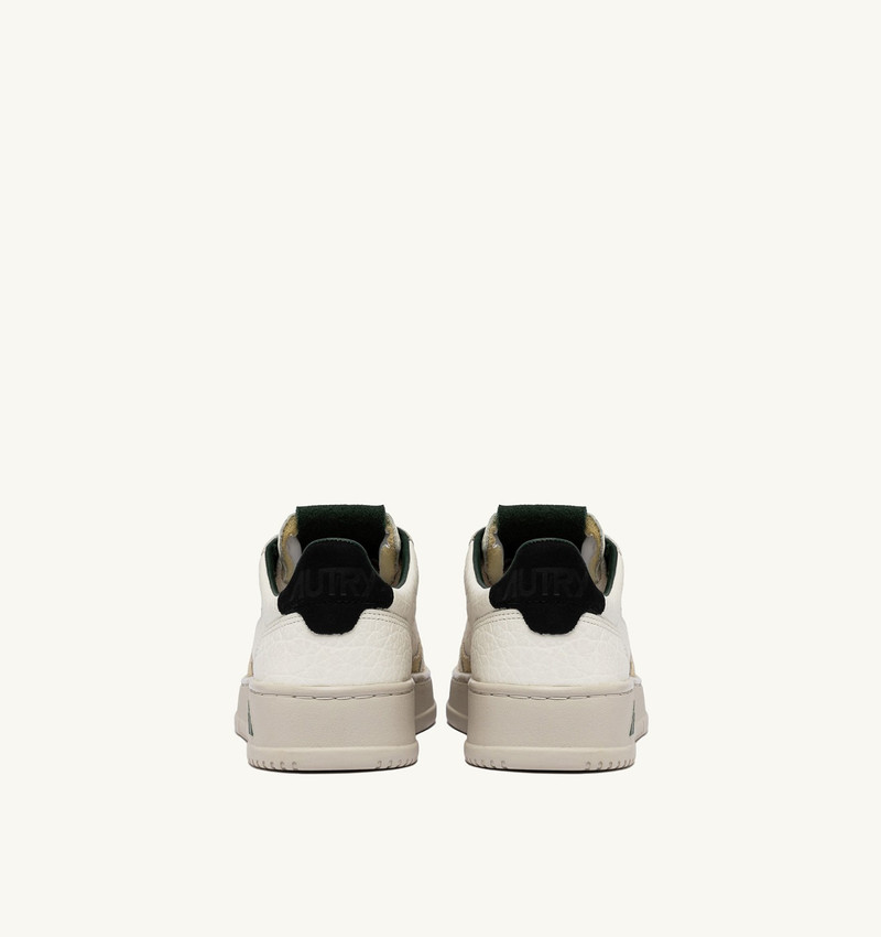 MEDALIST LOW SNEAKERS IN WHITE TEXTURED LEATHER WITH GREEN BLACK AND BEIGE DETAILS 3