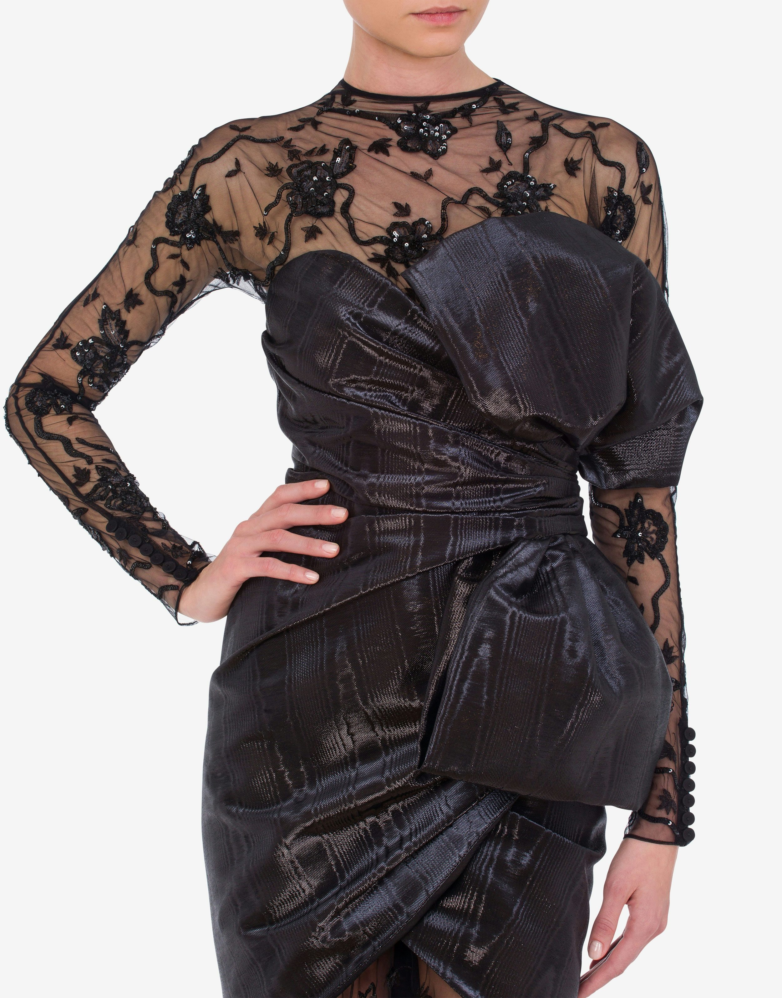 LUREX MOIRÉ AND EMBROIDERED TULLE DRESS - 4