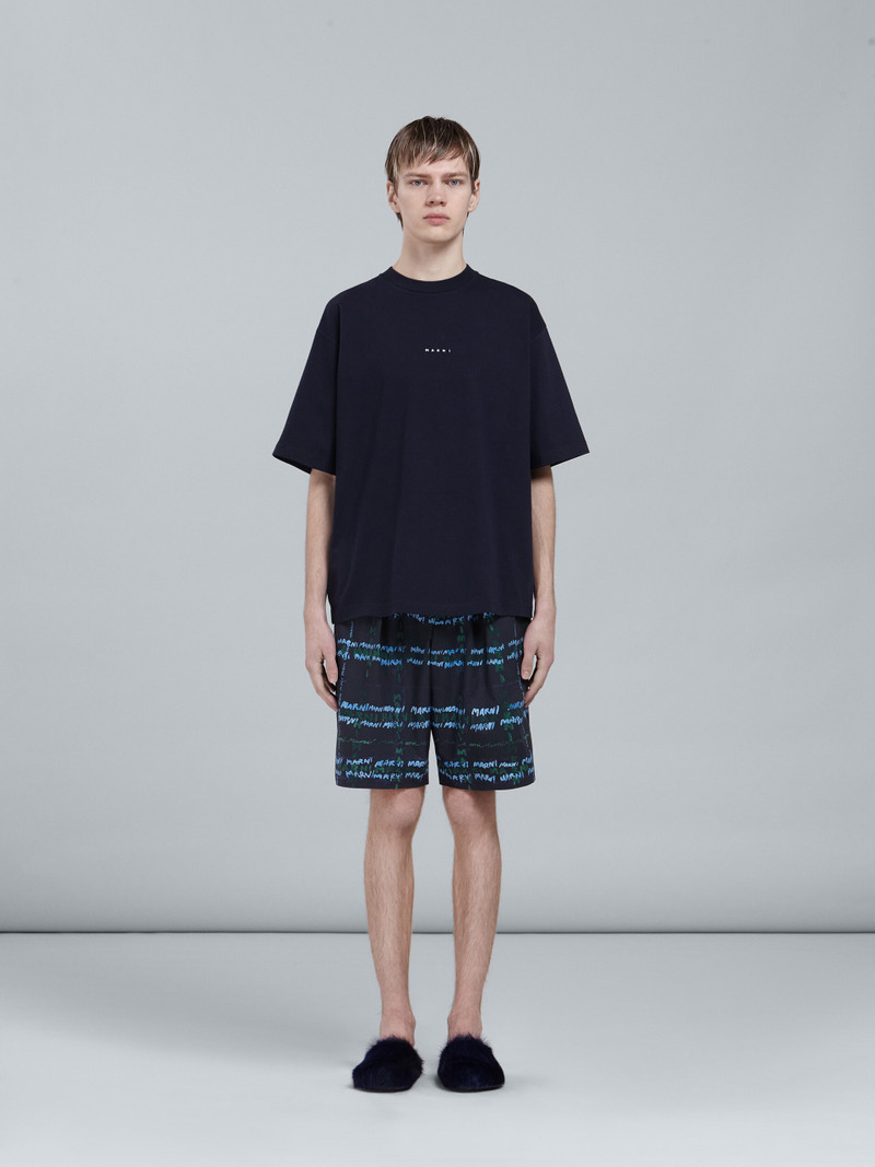 Marni CROSSROADS PRINT BLACK POPLIN BERMUDA PANTS outlook