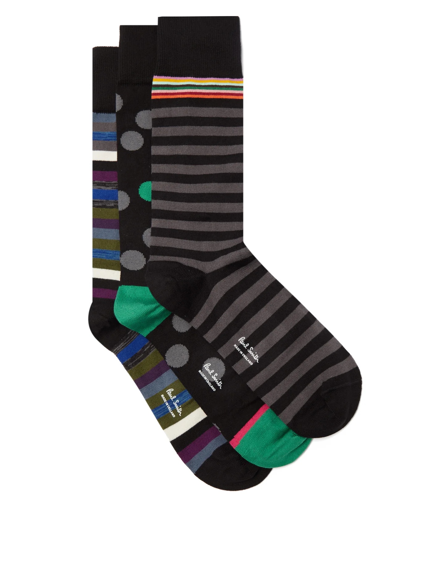 Pack of three patterned cotton-blend socks - 1