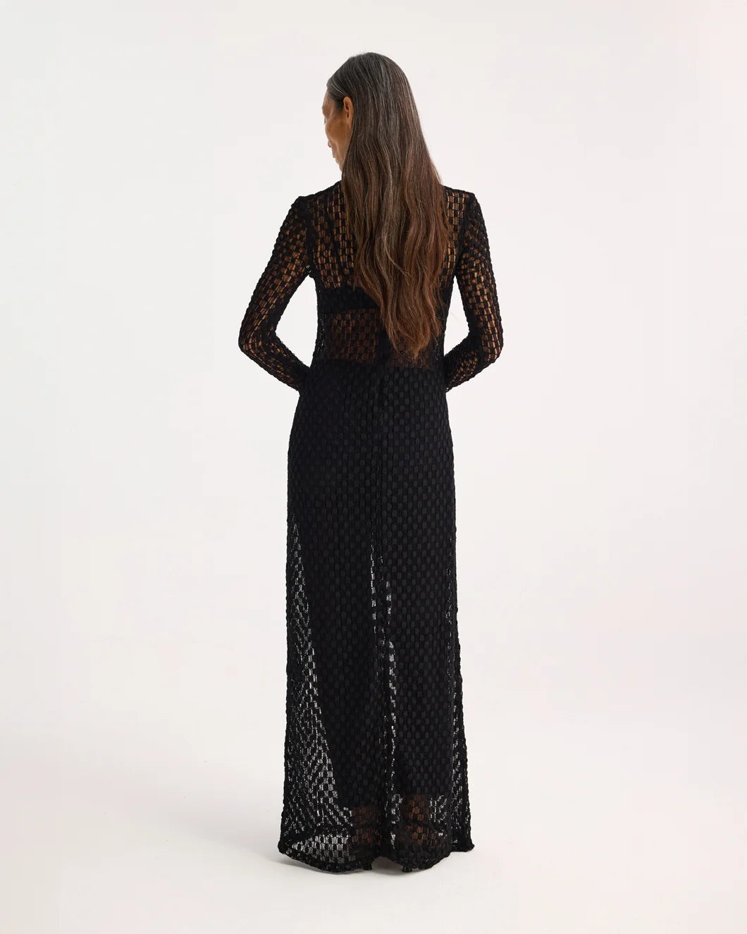 GEOMETRICAL LACE TURTLENECK DRESS - 4