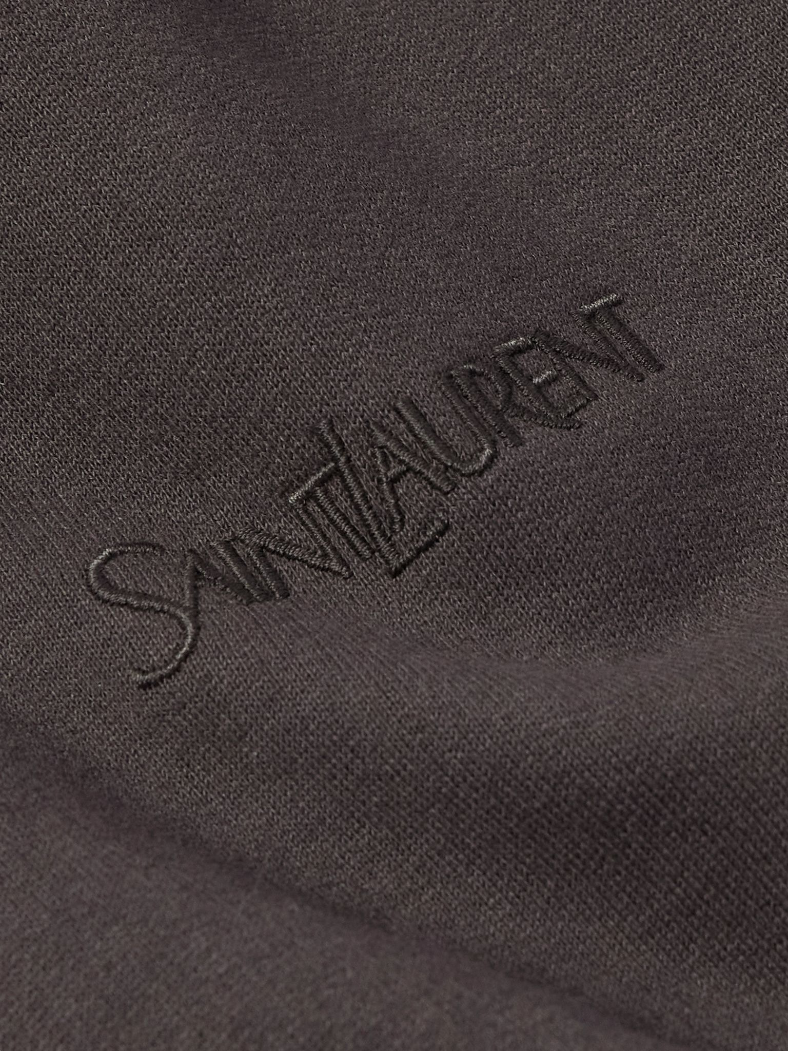 Logo-Embroidered Cotton-Jersey Hoodie Charcoal - 4