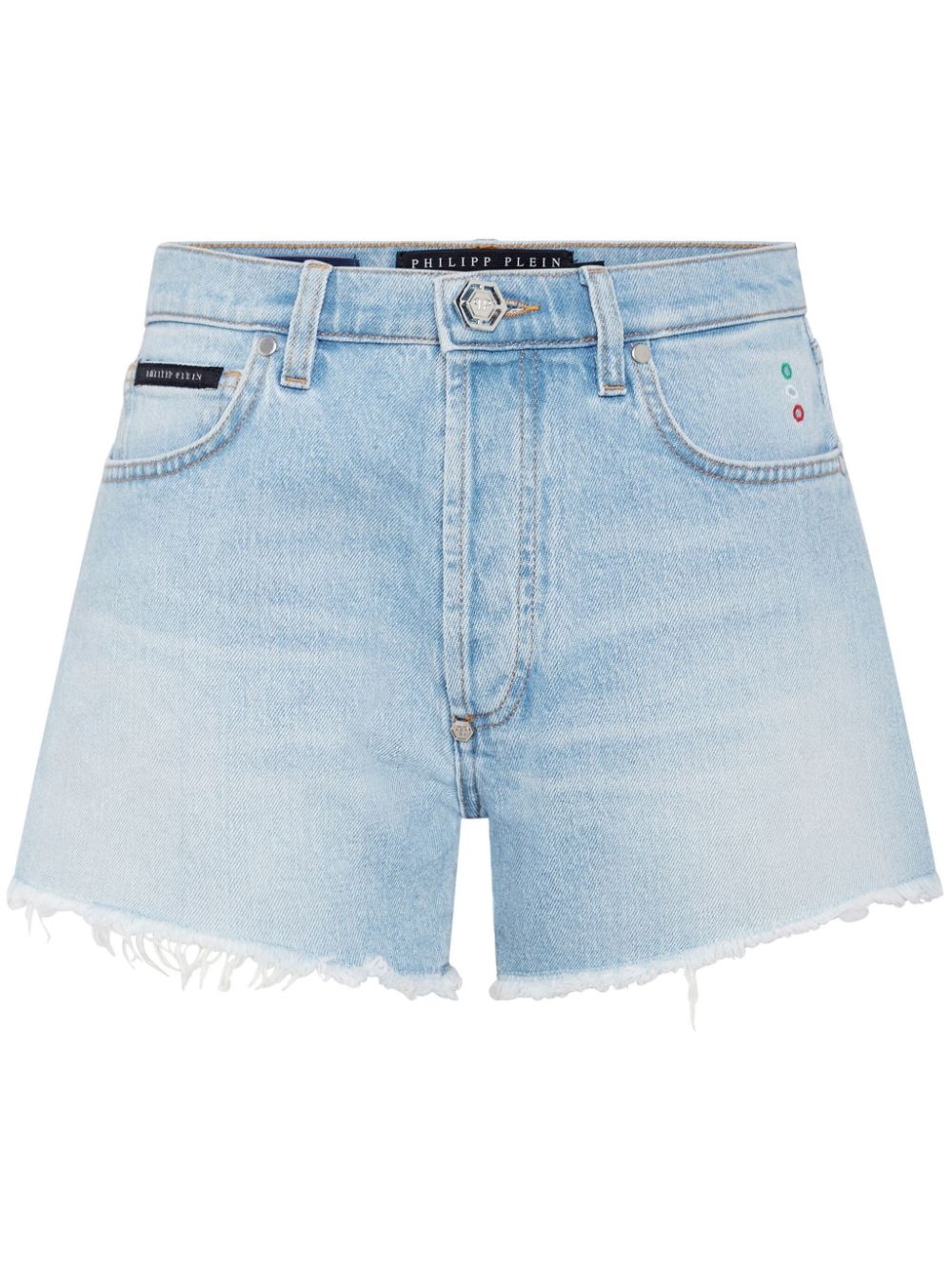 logo-appliquÃ©d denim mini shorts - 1