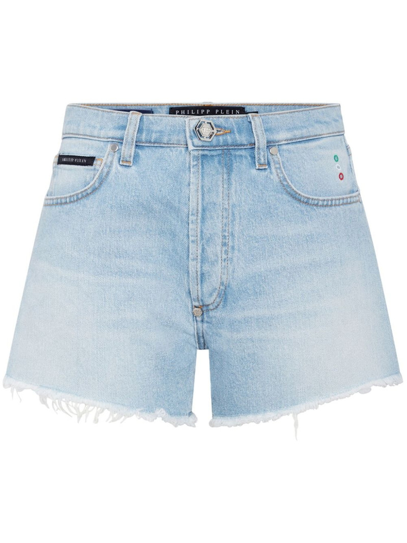 logo-appliquÃ©d denim mini shorts 1