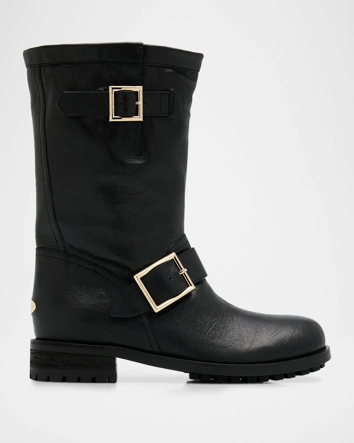 Biker Mid Leather Mid-Calf Boots - 1