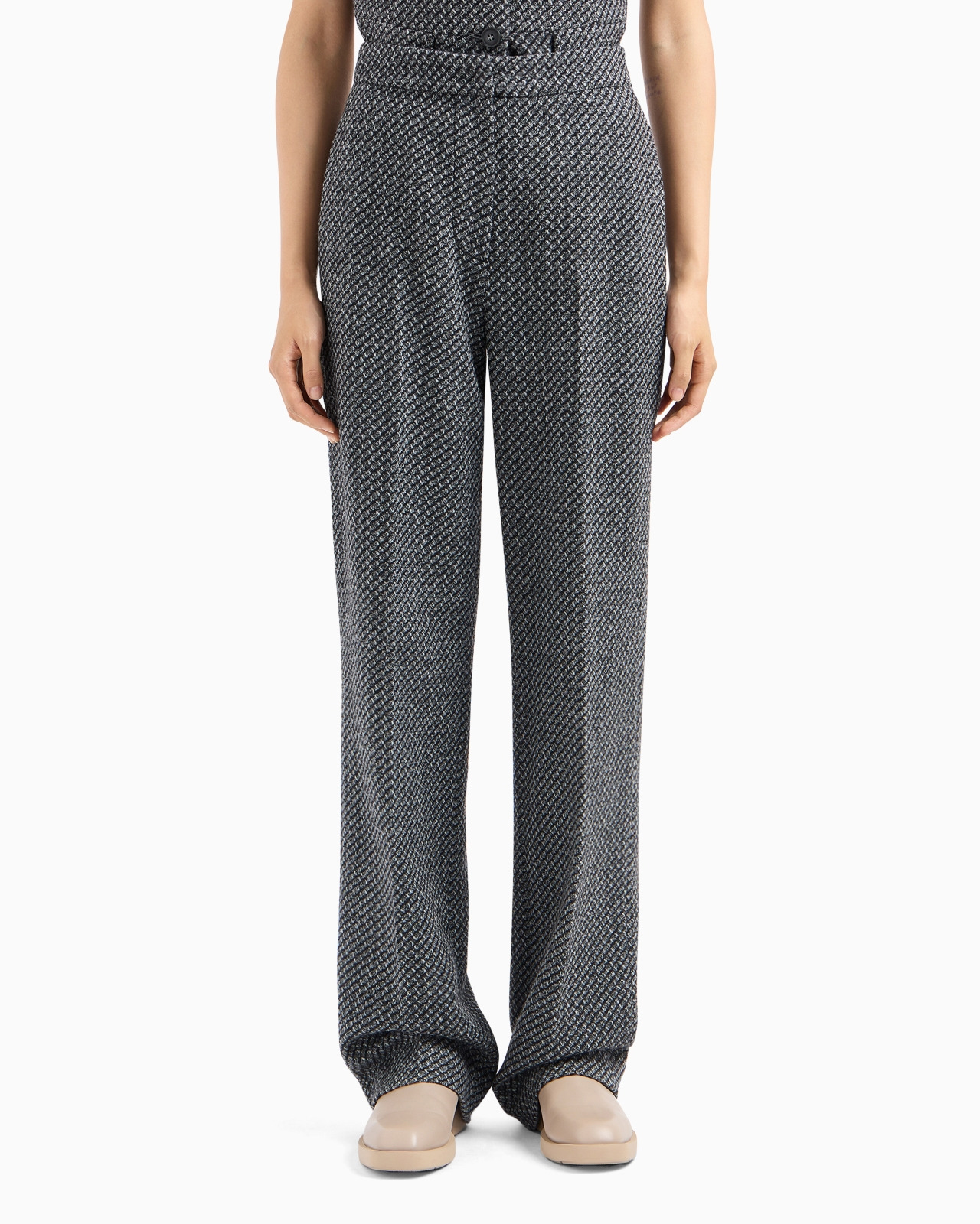 Mélange wool-blend knit trousers with a textured pattern - 2