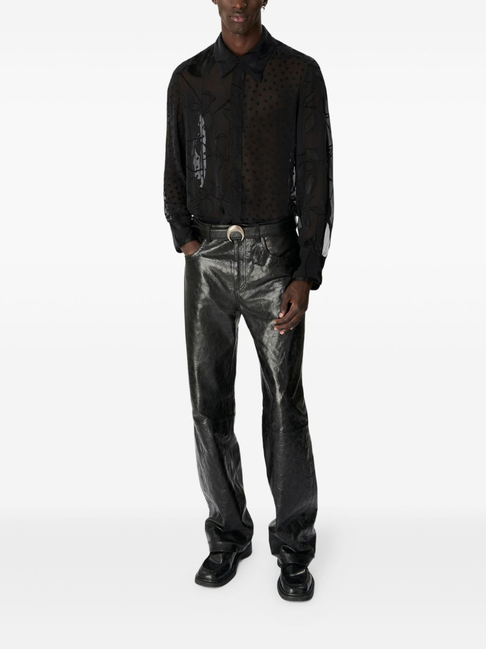 floral-appliqué silk-blend shirt - 2