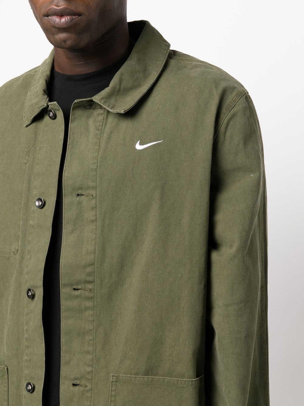 swoosh-detail shirt jacket - 5