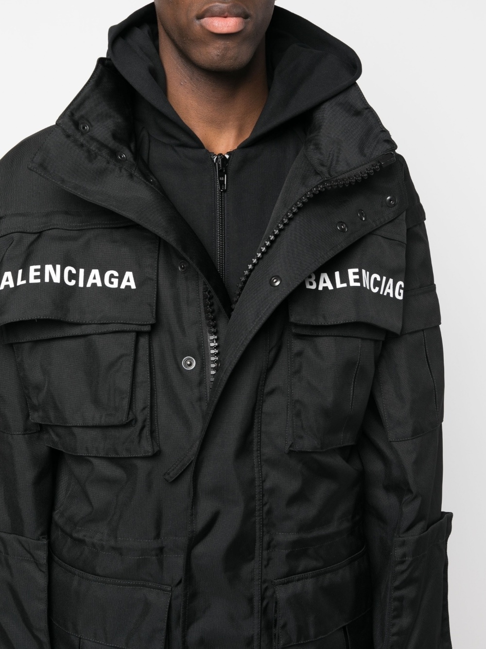 logo-print oversized technical parka - 5