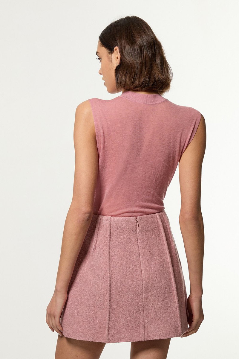 Textured Wool Blend Darted Tailored Mini Skirt 5