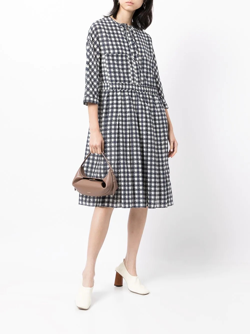 gingham-check midi shirtdress - 2