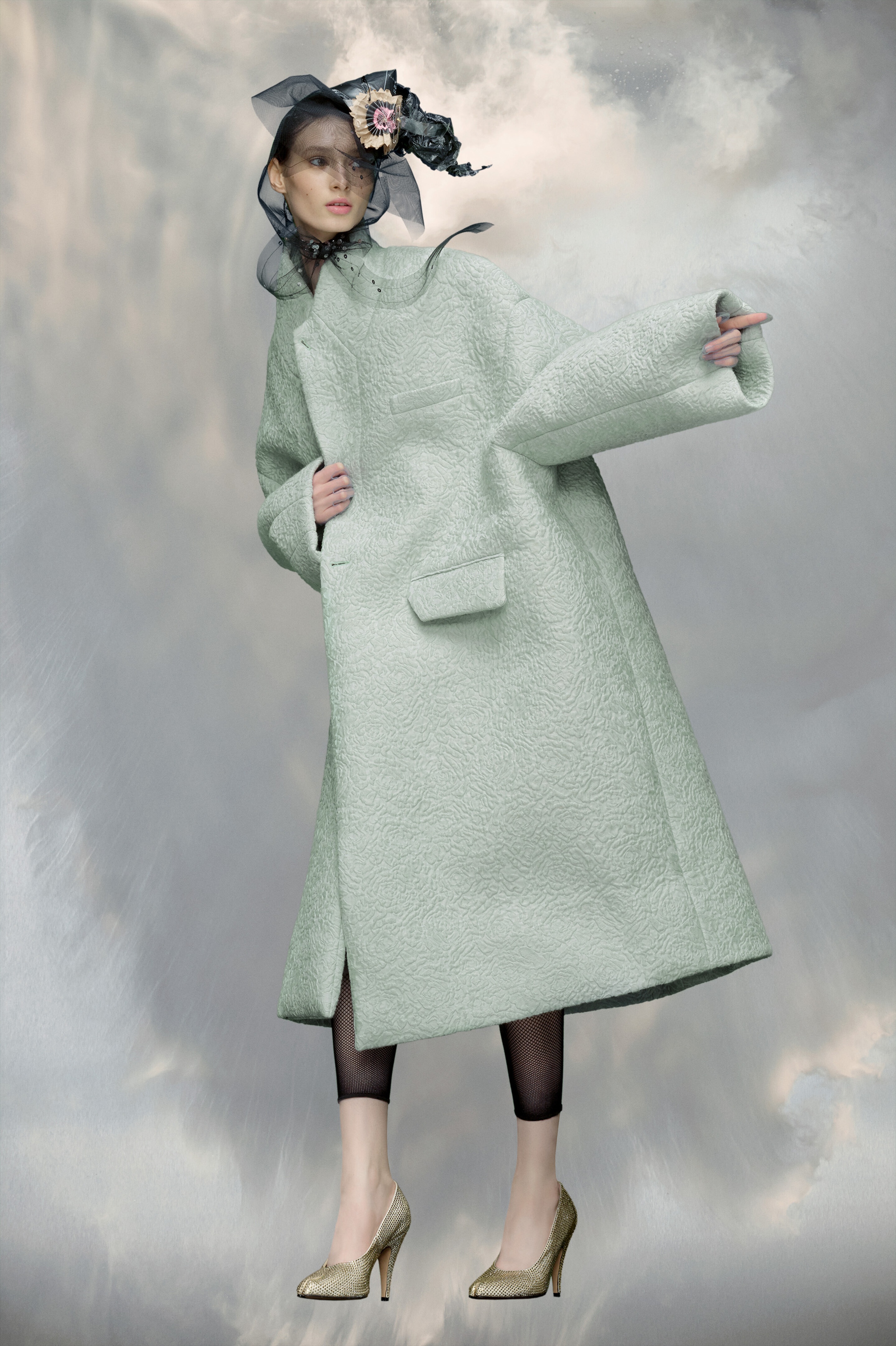 Cloqué flower oversized coat - 3