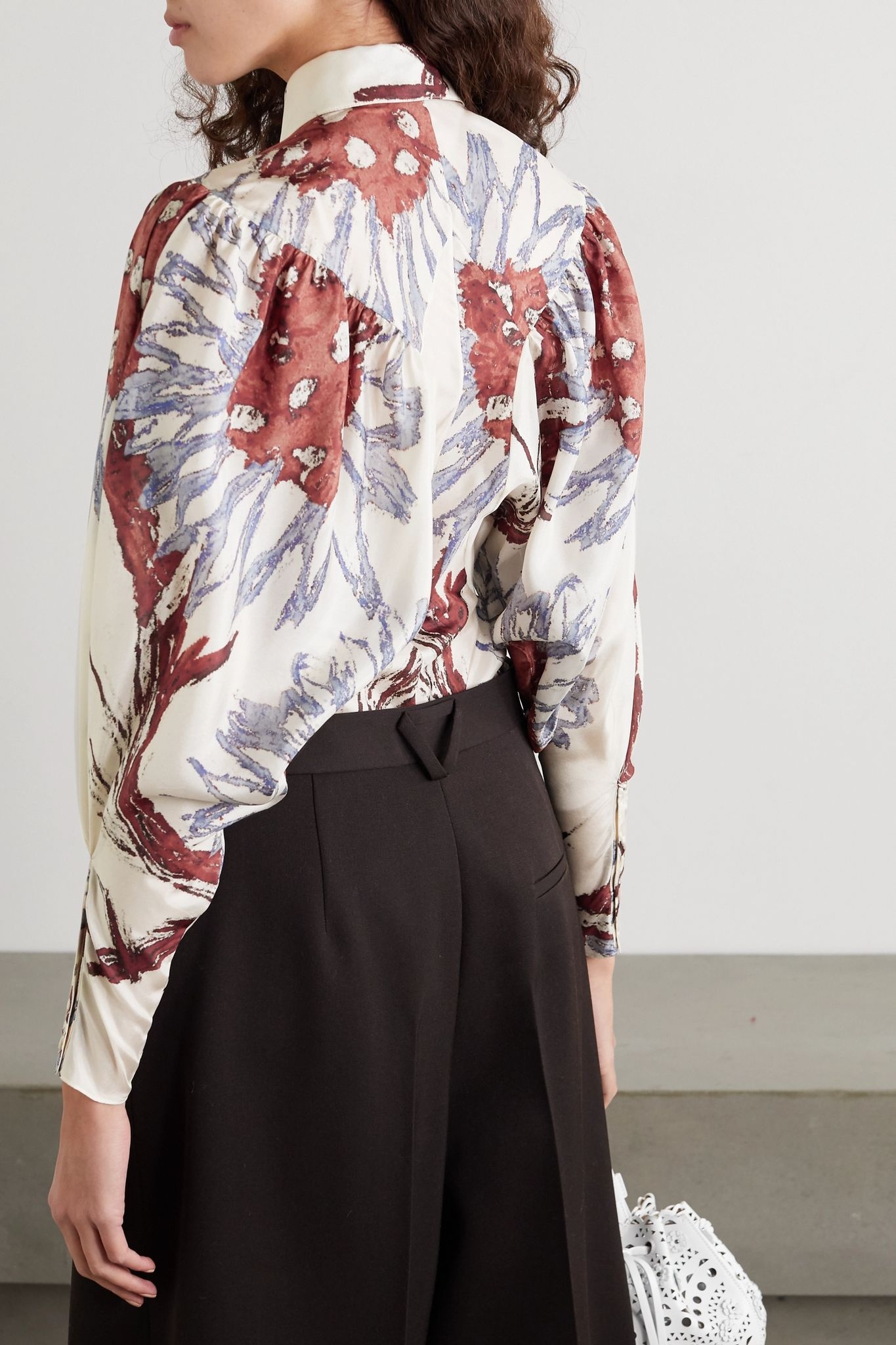 Floral-print silk-habotai shirt - 3